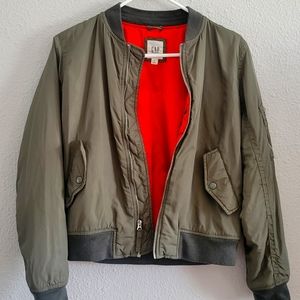 Gap army green and orange bomber jacket, small